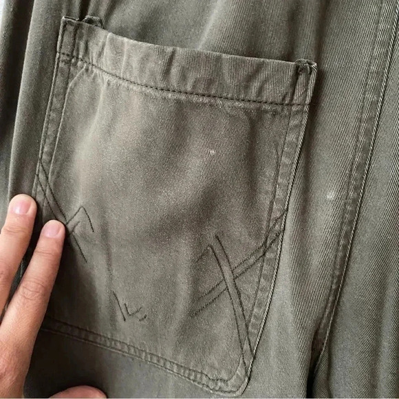 McGuire Olive Green Paperbag Crop Pants Tencel Blend High Rise Size 27 - Picture 10 of 12